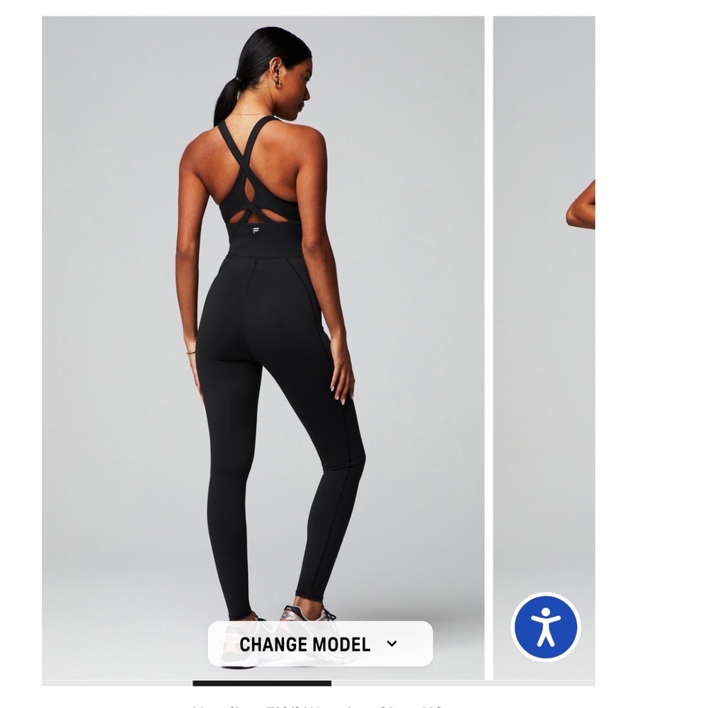 Fabletics Define Jumpsuit Women S Black Crisscross Back Athletic Yoga Bodysuit